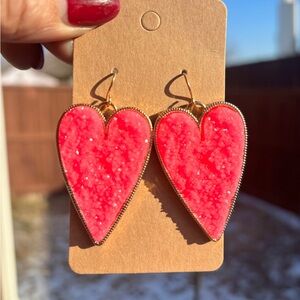Pink, heart medium size earrings